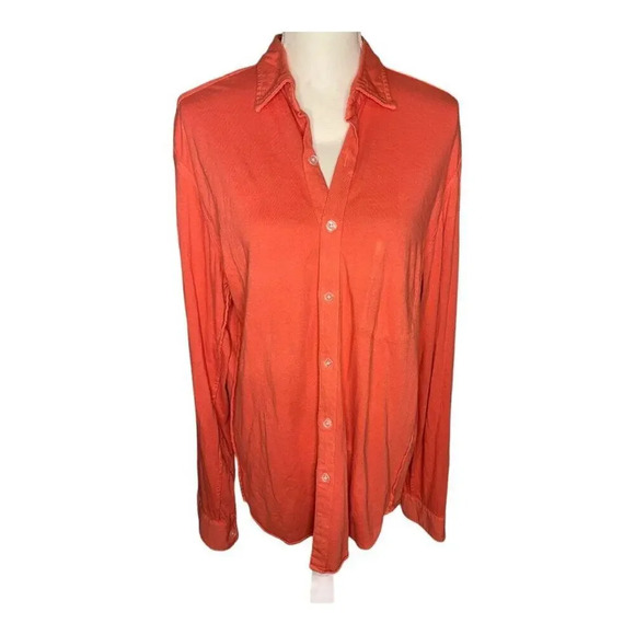 Steven Alan Women’s Large Super Soft Orange Cozy Oversized Button Down‎ - Picture 1 of 5